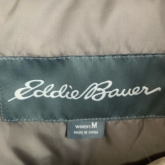 Eddie Bauer Goose Down Puffer Jacket Women's Beige Lace Motif Size Medium - Picture 5 of 9